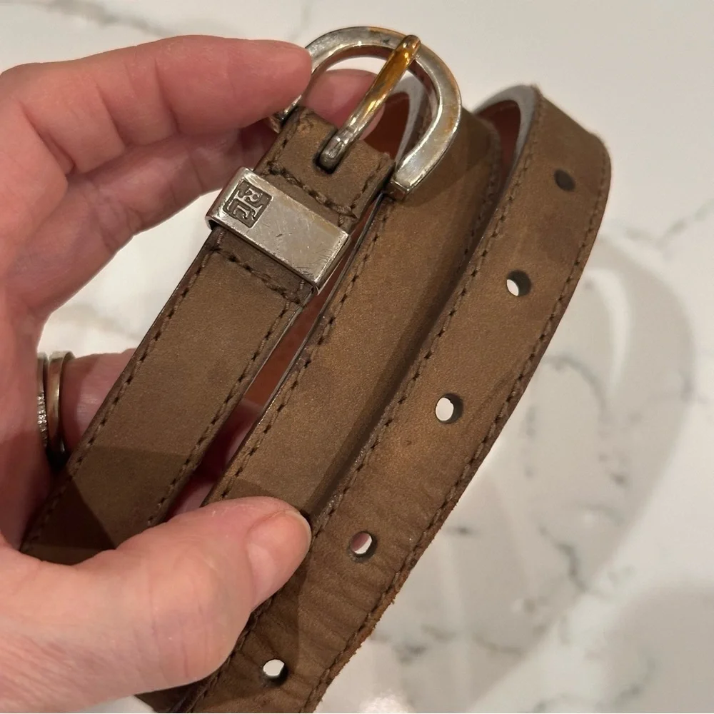 Vintage Lauren Ralph Lauren Brown Leather Belt Womens L Silver Buckle Logo